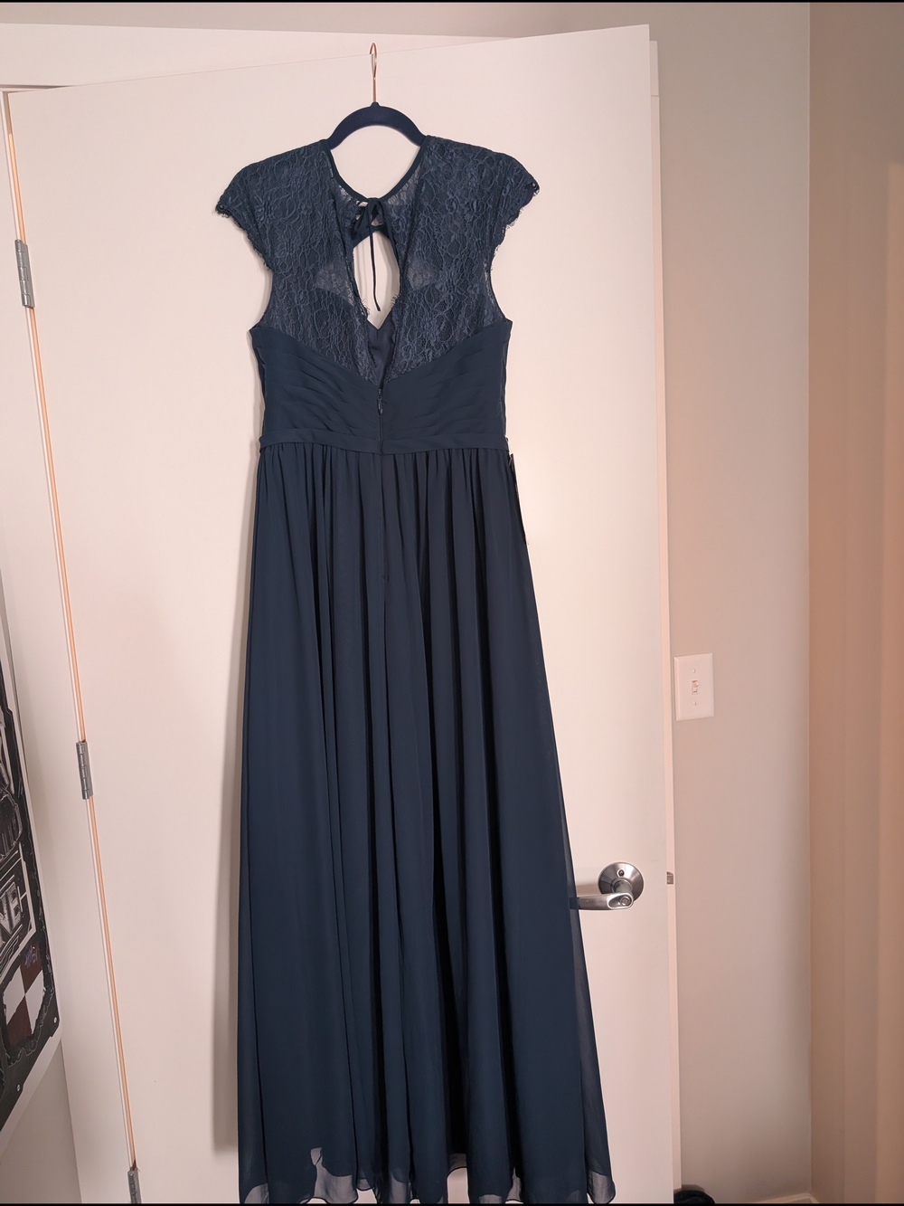 Azazie Navy Lace Detail Maxi Dress - Picture 3 of 4